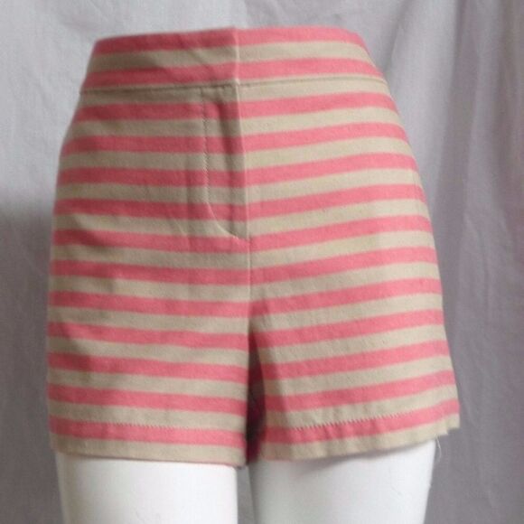 LOFT BEIGE & PINK STRIPED WALKING CASUAL DRESS CHINO SHORTS SIZE 14 NWT - Picture 2 of 2